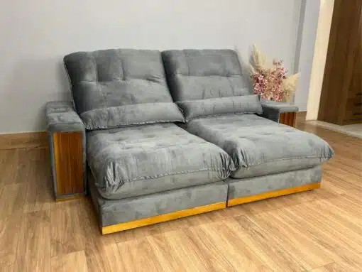 Sofá Retrátil e Reclinável Búzios 2.50m - Cinza Veludo