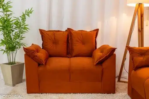 Sofá 3 e 2 lugares Petra Veludinho Terracota 604 - Imagem 2