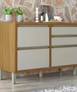 Balcão de Cozinha Baronesa 1,20m - Freijó/Off White