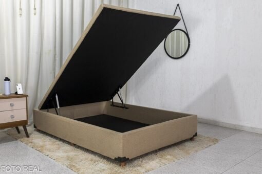 Base Box Baú Casal Prime 138x188x43 Linho Bege SE Movelaria