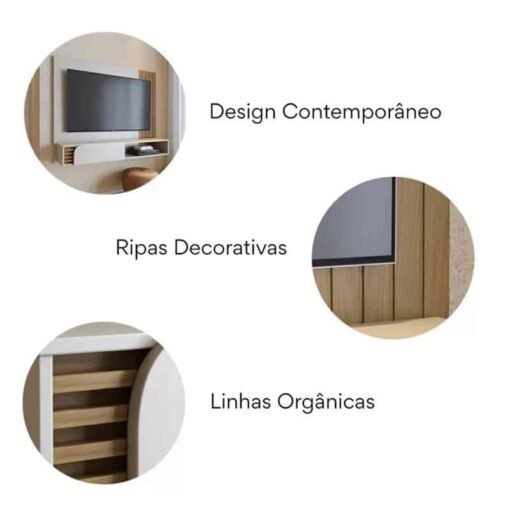 Home Suspenso Jurerê 60 Polegadas Larg. 1.36m Off/Freijó Colibri - Imagem 6