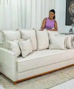 Sofá 3 lugares Vican Linho Bege 5044 Larg. 2.00m - Molas Bonnel