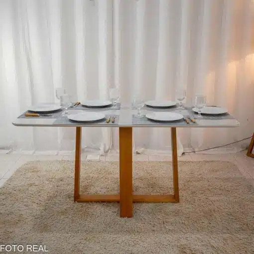Mesa Pedro Mel Vidro OFF 160×80 6 Cadeiras Genova Veludo Marrom 509 Madeira Maciça Art Assento - Entregue Montada - Imagem 4