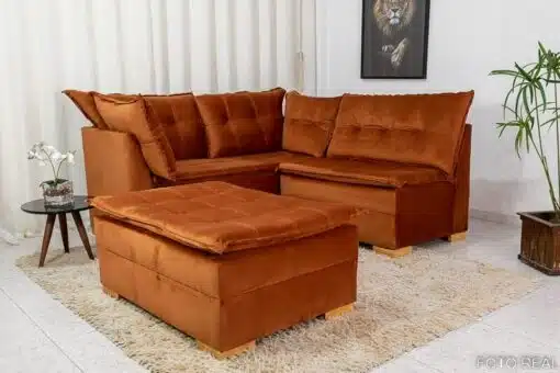Sofá de Canto Vênus Veludo 3 em 1 Terracota 549 - Imagem 2