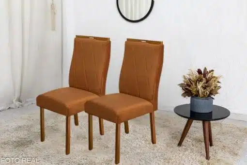 2 Cadeiras Lisboa Terracota 513 Madeira Maciça Entregue Montada - Art Assento