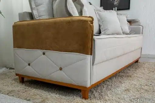Sofá 3 lugares Vican Linho Bege 5044 Detalhe 05 Larg. 2.00m - Molas Bonnel - Imagem 7