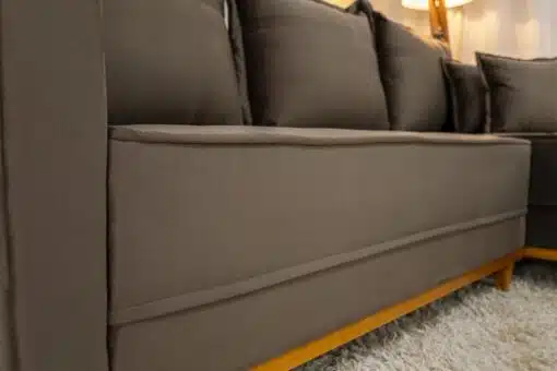 Sofá 3 Lug. Milão C/Chaise Lado Esquerdo Veludo Marrom 815 Larg. 2.30m - Molas Ensacadas - Imagem 4