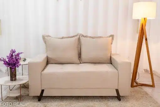 Sofá 2 lugares 8100 1.55m Linho Bege 24 - Imagem 2