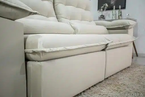 Sofá Retrátil Reclinável Emanuelly 2.00m Veludo Bege 01- D28 Soft - Imagem 3