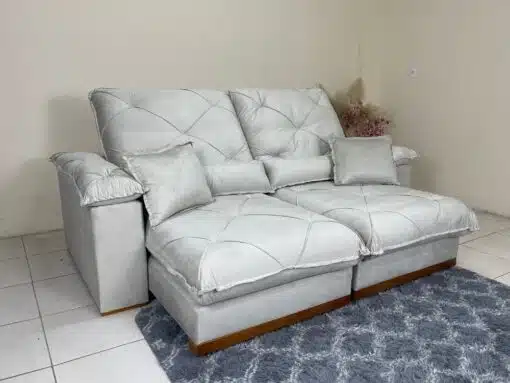 Sofá Retrátil e Reclinável Eros 2.30m - Bege Veludo