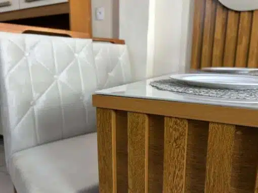 Mesa de Jantar Cancún 1.20x0.90 Com 4 Cadeiras jasmim - Cinamomo Ripado/Off White/Bege - Imagem 2