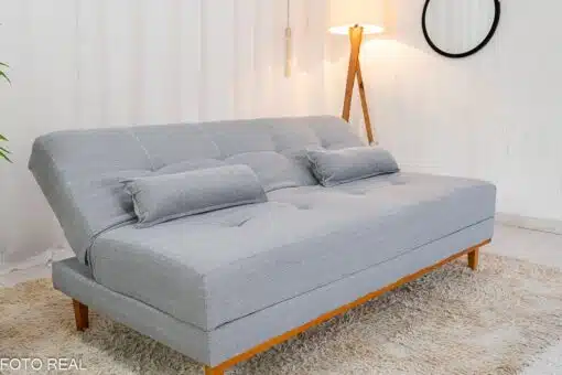 Sofá Cama Madrid larg. 1.80m Molas Bonnel Linho Cinza 2275 - Imagem 5