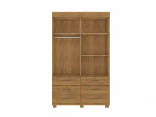 Guarda-Roupa Buzios 2 portas de correr Sem espelho 6 gavetas - Mel/Areia - Imagem 2