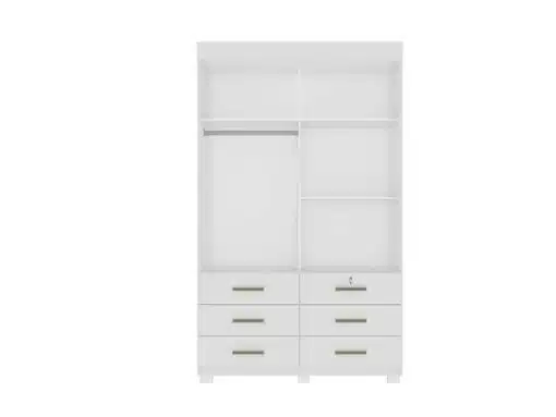 Guarda-Roupa Buzios 2 portas de correr Sem espelho 6 gavetas - Branco - Imagem 2