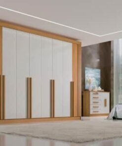 Guarda-Roupa Daymond  8 Portas e 8 Gavetas - Cinamomo Ripado/Off White