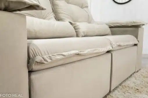 Sofá Retrátil Reclinável Grécia 2.00m Veludo Bege - Sem caixa - Imagem 7