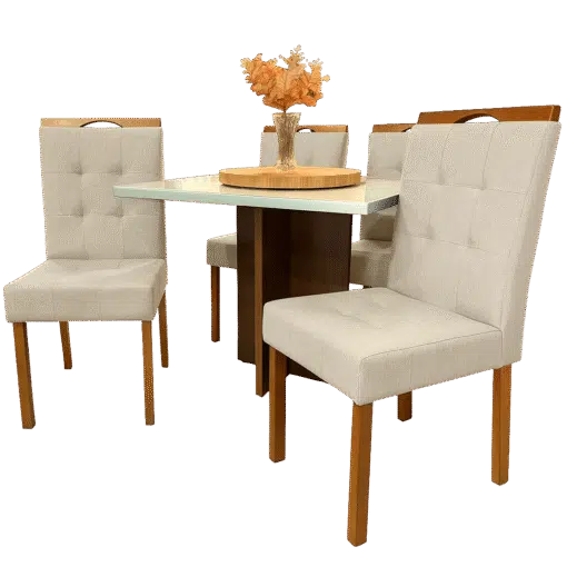 Mesa Salinas 90 Cinamomo/Off White com 4 Cadeiras Sophia Linho Bege 200 – AVALON DECOR + WM DECOR - Imagem 3