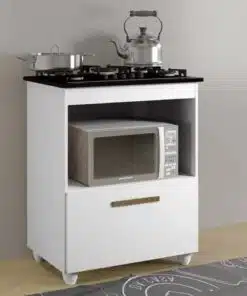 Balcão para Cooktop 4 Bocas Salvia Branco - KAIKI MÓVEIS