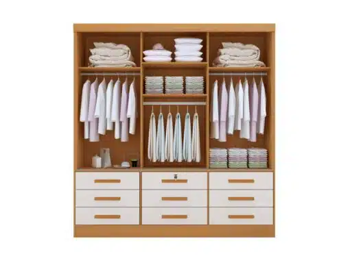 Guarda-Roupa 3 Portas Meridian 2,00 m Cinamono/Off White - D'DORO MÓVEIS - Imagem 3