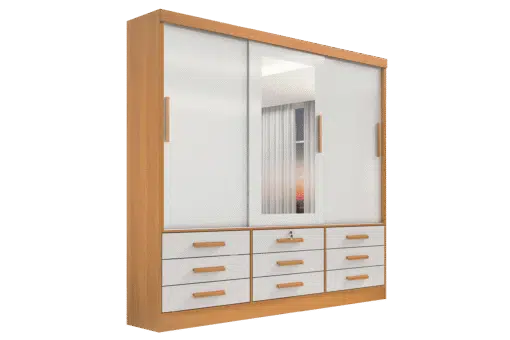 Guarda-Roupa 3 Portas Meridian 2,00 m Cinamono/Off White - D'DORO MÓVEIS - Imagem 2