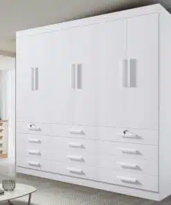Guarda-Roupa 6 Portas Mônaco 2,40 m Branco - D'DORO MÓVEIS