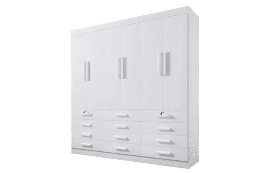 Guarda-Roupa 6 Portas Mônaco 2,40 m Branco - D'DORO MÓVEIS - Imagem 2