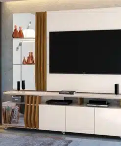 Painel + Bancada até 55" Donna Off White/Demolição - DJ MÓVEIS
