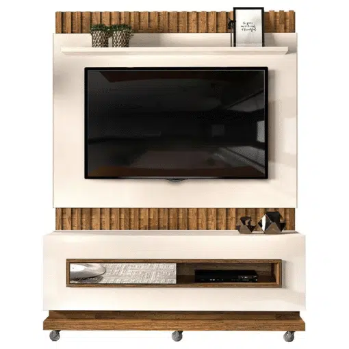 Painel + Bancada até 60" Vitti Off White/Demolição - DJ MÓVEIS - Imagem 3