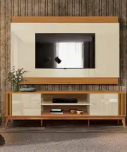 Painel + Rack até 75" Legacy 2.0 Off White/Cedro Natural - EDN MÓVEIS