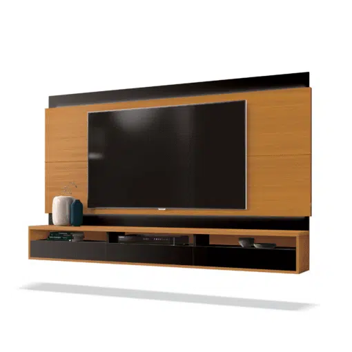 Painel até 75" Savoy 2.0 Cedro Natural/Preto - EDN MÓVEIS - Imagem 2