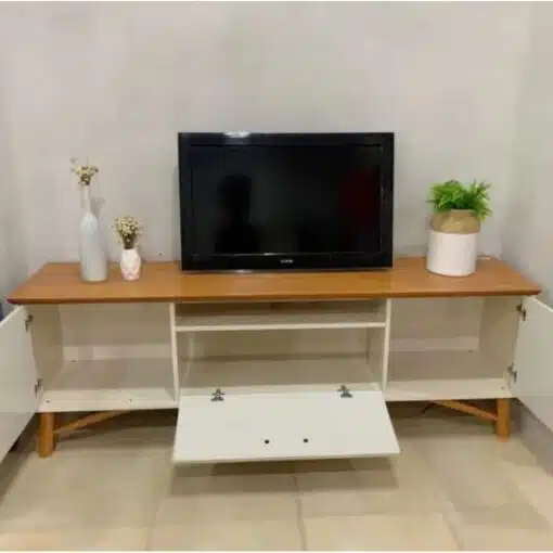 Rack até 75" Felix Off White/Cedro Natural - EDN MÓVEIS - Imagem 4