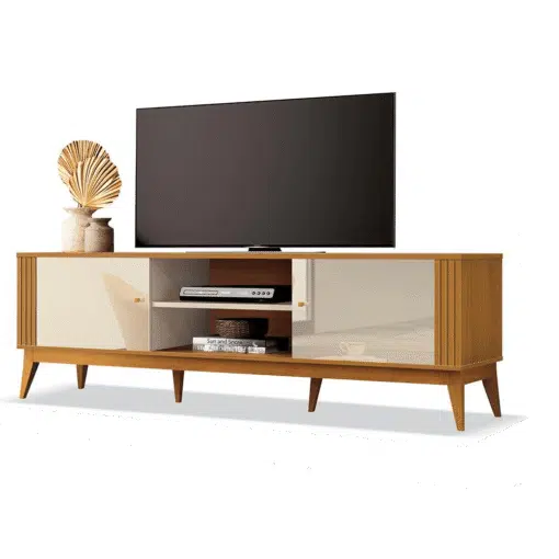 Rack até 75" Legacy 2.0 Off White/Cedro Natural - EDN MÓVEIS - Imagem 3
