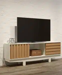 Rack até 60" Vintage TB220 Off White/Freijó - DALLA COSTA
