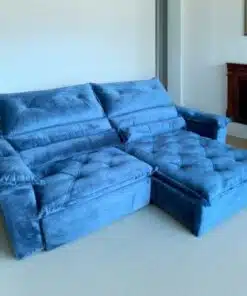 Sofá Retrátil e Reclinável Agata 240 Azul - IMPÉRIO ESTOFADOS