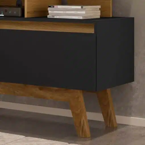 Rack Bancada Rubi Cinamomo/Preto TV até 50 Polegadas Larg. 1.20m - Bechara - Imagem 4