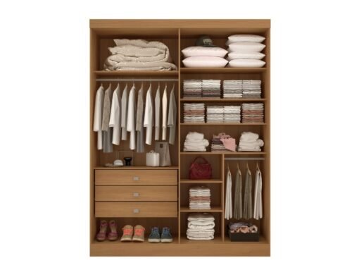 Guarda-Roupa Da Vinci Plus c/ espelho 4 portas e 3 gavetas - Cinamomo/Off White - Imagem 2