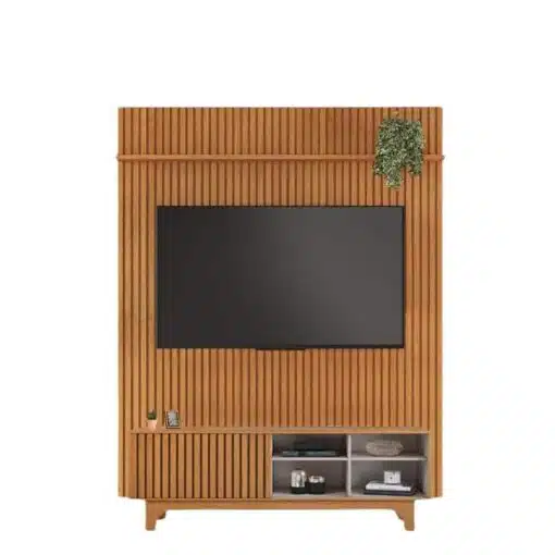 Rack Sereno Cinamomo/Off Ripado Larg. 1.68m + Painel Riso Cinamomo Ripado TV até 65 Polegadas Larg. 1.82m - JCM - Imagem 2