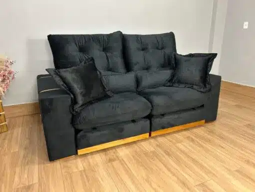 Sofá Retrátil e Reclinável Toronto 2.50m - Preto Veludo - Imagem 7