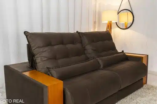Sofá Retrátil Reclinável Gênova 2.30m Veludo Marrom 815 - Molas Ensacadas - Imagem 6
