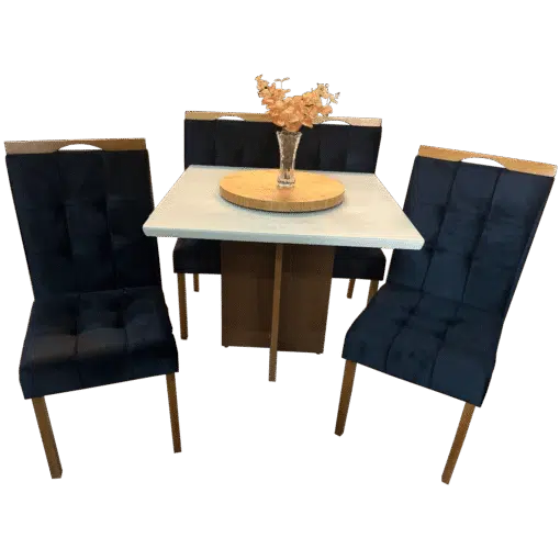Mesa Salinas 90 Cinamomo/Off White com 4 Cadeiras Sophia Veludo Preto – AVALON DECOR + WM DECOR - Imagem 5