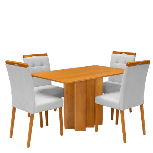 Mesa Recife 120 Cinamono Laminado com 4 Cadeiras Sophia Linho Cinza Prata 206 – CEL MÓVEIS + WM DECOR - Imagem 3