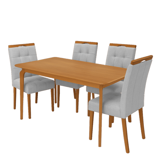 Mesa Alegra 120 Cinamomo com 4 Cadeiras Sophia Linho Cinza Prata 206 – JCM MOVELARIA + WM DECOR - Imagem 3