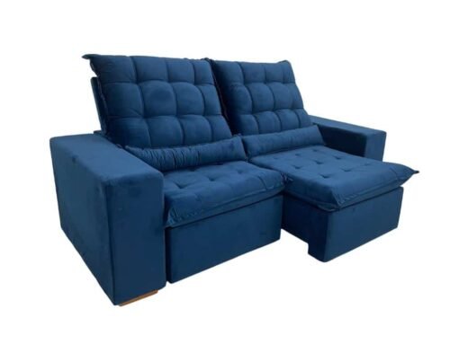 Sofá Retrátil Reclinável Small 2.30m - Azul Veludão - Imagem 3