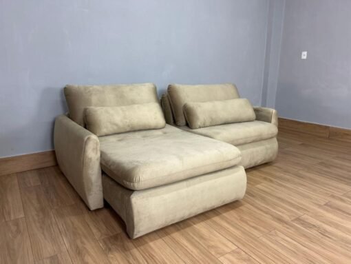 Sofá Cama Retrátil Reclinável Amaranto 2.10m Mod.90 - Capuccino Veludo - Imagem 2