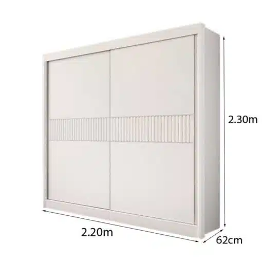 Roupeiro Casal Cancun Branco 2 Portas 6 Gavetas Detalhe Ripado 100% MDF Larg. 2.20m - D Doro - Imagem 4