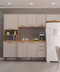 Cozinha Completa New Valência com Aéreo Triplo 4 peças - Cinamomo/Off White