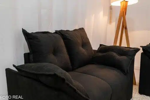 Sofá 3 e 2 lugares Petra Veludinho Preto 601 - Imagem 4