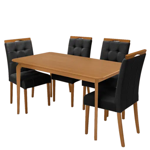 Mesa Alegra 120 Cinamomo com 4 Cadeiras Sophia Veludo Preto – JCM MOVELARIA + WM DECOR - Imagem 3