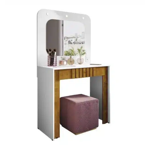 Penteadeira Camarim Rouge Branco/Nature Larg. 0.90m - Bechara - Imagem 2