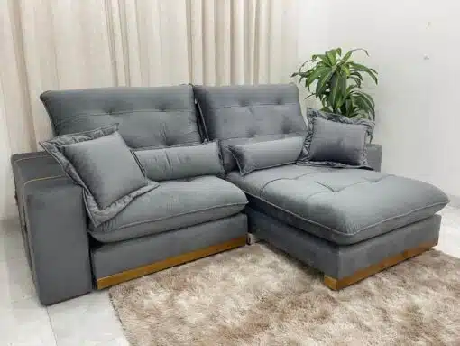 Sofá Retrátil e Reclinável Kioto 2.30m - Cinza Veludo - Imagem 5